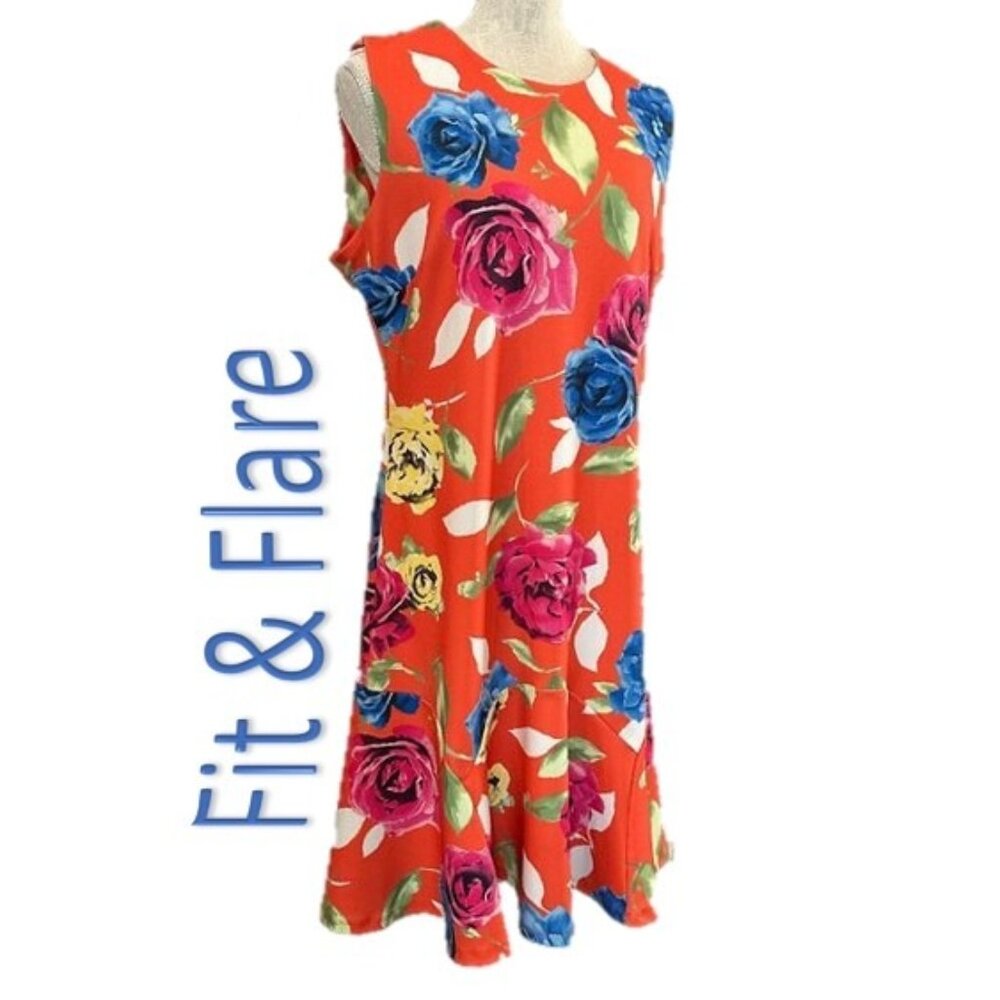 SHELBY & PALMER Orange Floral Dress